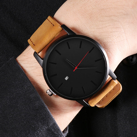 Men's Watches Fashion Leather Quartz Watch